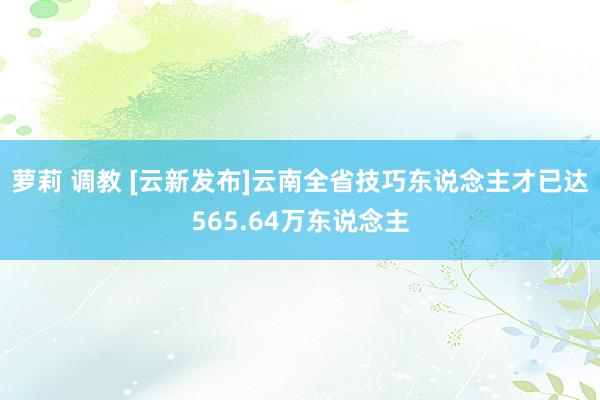 萝莉 调教 [云新发布]云南全省技巧东说念主才已达565.64万东说念主