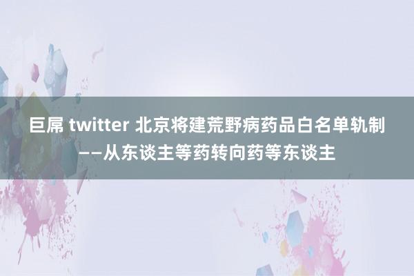 巨屌 twitter 北京将建荒野病药品白名单轨制——从东谈主等药转向药等东谈主