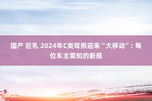 国产 巨乳 2024年C类驾照迎来“大移动”: 每位车主需知的新规