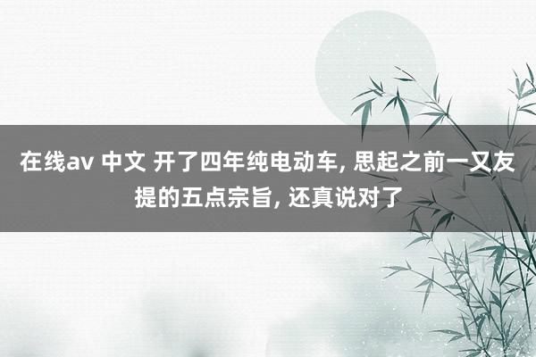 在线av 中文 开了四年纯电动车， 思起之前一又友提的五点宗旨， 还真说对了