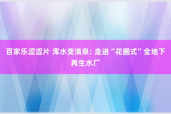 百家乐涩涩片 浑水变清泉: 走进“花圃式”全地下再生水厂