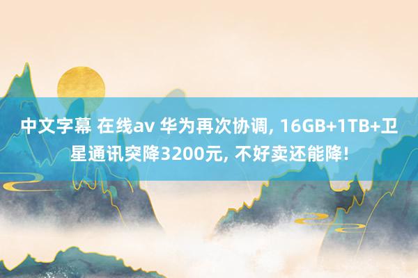 中文字幕 在线av 华为再次协调， 16GB+1TB+卫星通讯突降3200元， 不好卖还能降!